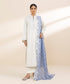 Women's Unstitched Lawn Printed Off White 3 Piece Suit